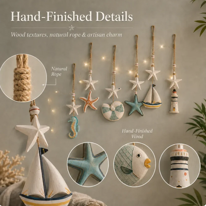 Seaside Glow Wall Hangings Set of 7 Nautical LED Coastal Wall Decor with Remote