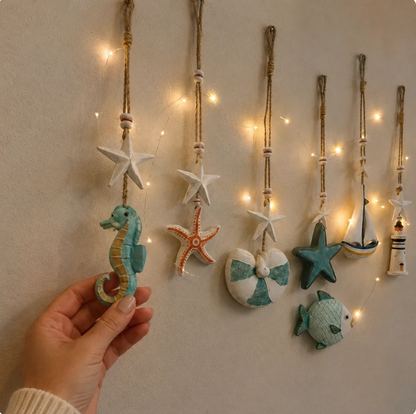 Seaside Glow Wall Hangings Set of 7 Nautical LED Coastal Wall Decor with Remote