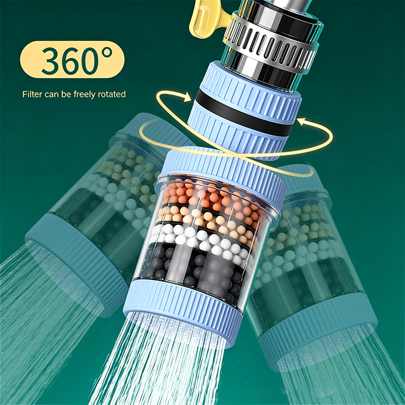 6 Layer Filtration Faucet Water Filter 360 Degrees Rotatable Splash Free