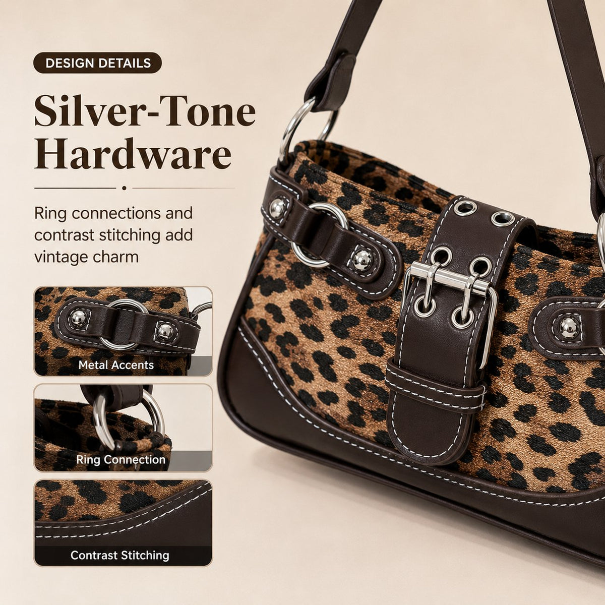 Trendy Leopard Print Underarm Shoulder Bag