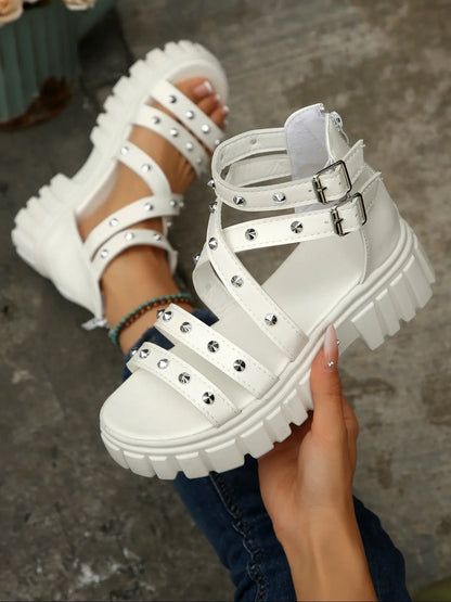 Women's Boho Gothic Wedge Sandals – EVA, Faux Leather