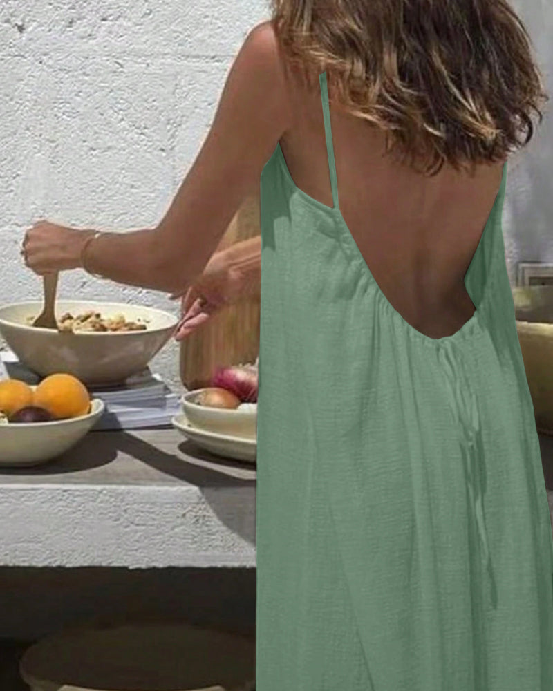 LAST DAY SAEL 40% OFF!!Women's Solid Color Cami Lounge Dress