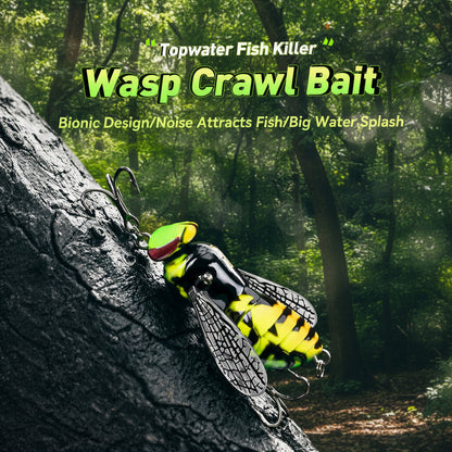Bionic Wasp Crawl Bait - Topwater Micro Fishing Lure with Acoustic Noise Steel Balls for Bass & Pike Professional Anglers