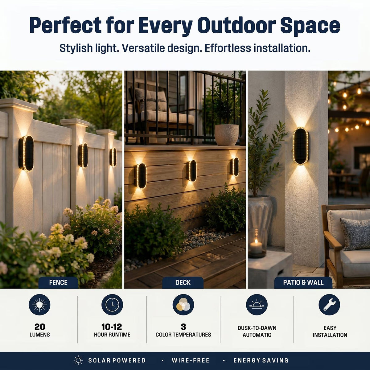 SolarGlow 8 Pack Fence Lights