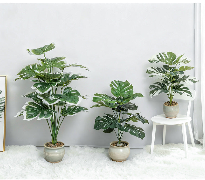 Last Day 75% OFF Artificial Monstera & Banana Leaf Plant Pot– Lush Tropical Decor