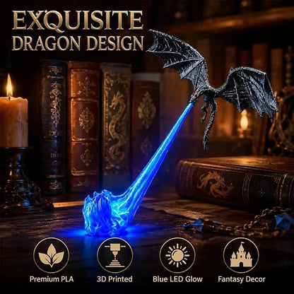 Dragon Flame Book Nook with Light | 3D Printed Mystical Dragon Bookshelf Decor