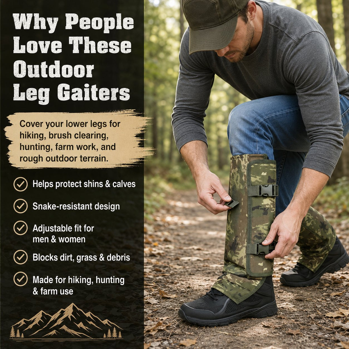 Snake-Resistant Outdoor Leg Gaiters