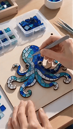 LAST DAY 59% OFF – Octopus Mosaic Kit | Beginner-Friendly DIY Glass Craft with Step-by-Step Instructions