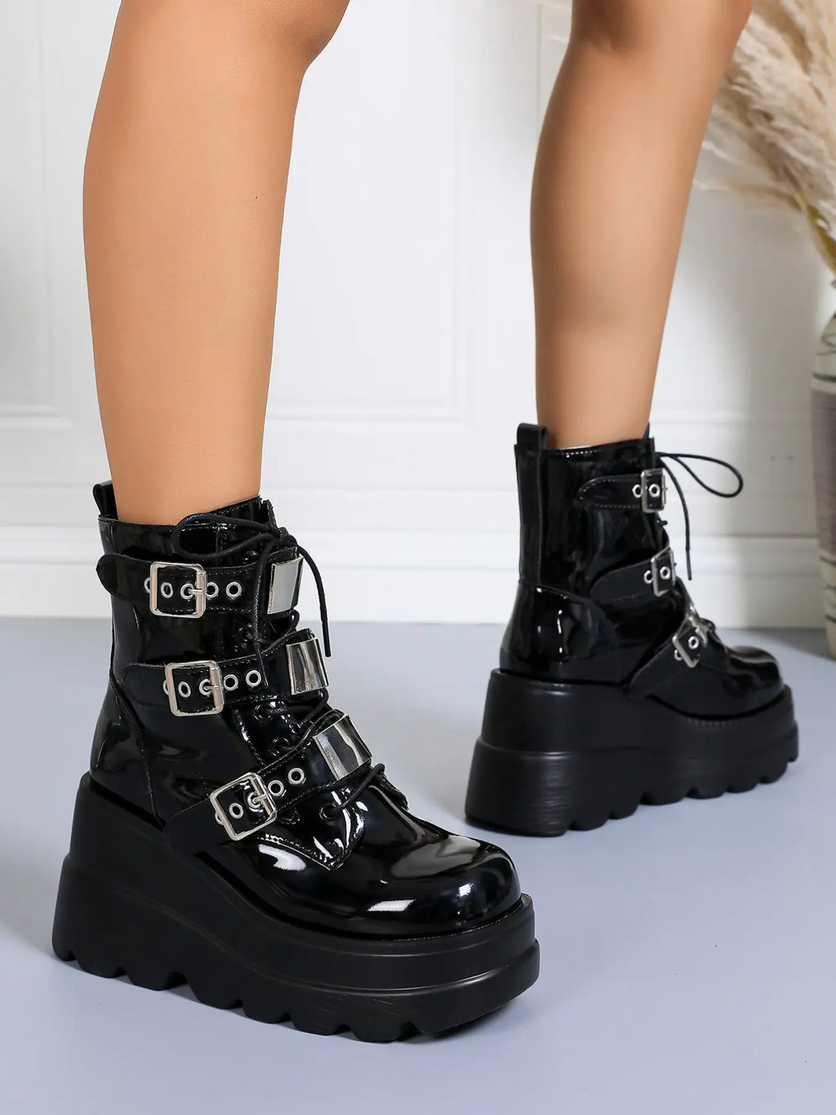Women's Punk Gothic Boots – Chunky Sole, Non-Slip