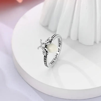 Firefly Glow Ring S925 Silver – Luminous Nature-Inspired Zircon Ring for Women | Cute Night Glow Jewelry Gift for Her