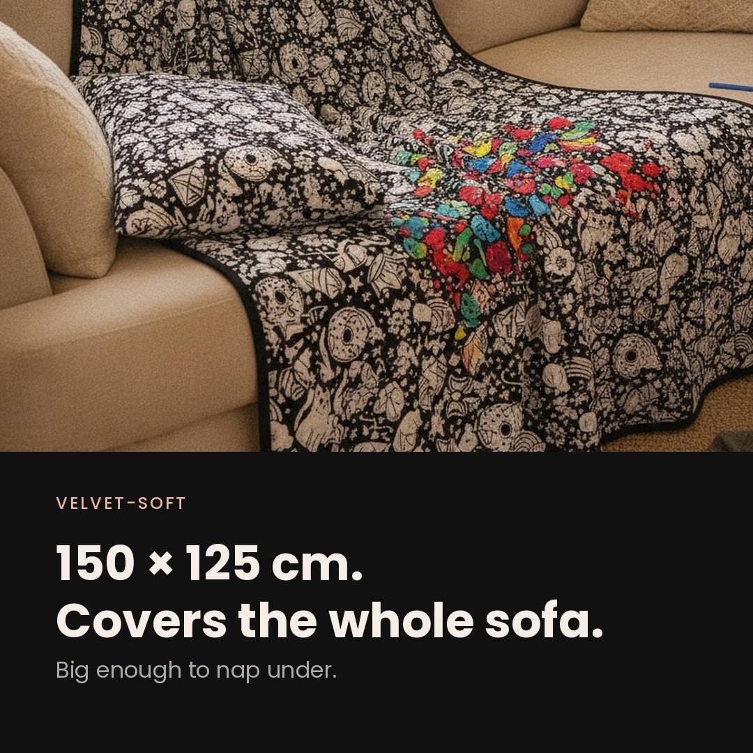 The Coloring Blanket — 150cm Doodle Blanket + 24 Markers