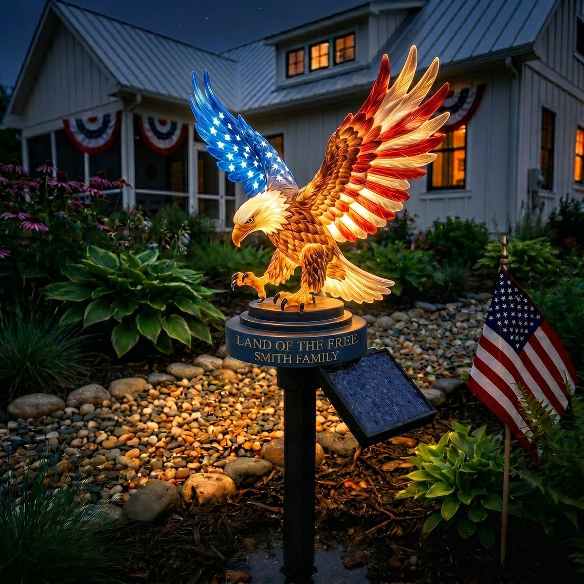 Personalized Solar Eagle Garden Light