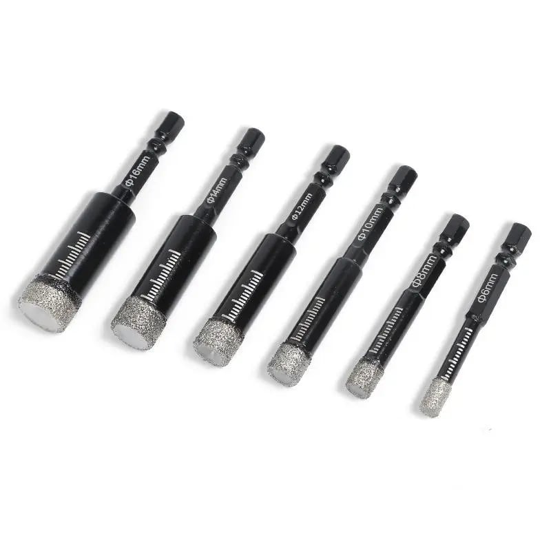 49% OFF | 6Pcs Dry Diamond Drill Bit Set Hex Shank Brazed Hole Saw for Tile, Glass & Granite