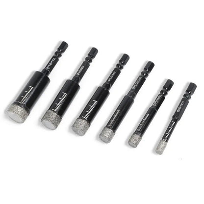 49% OFF | 6Pcs Dry Diamond Drill Bit Set Hex Shank Brazed Hole Saw for Tile, Glass & Granite