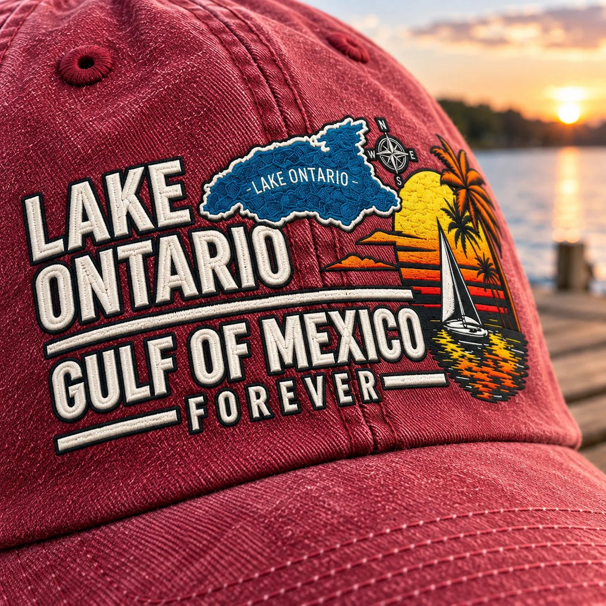 Lake Ontario & Gulf Forever Vintage Embroidered Cap