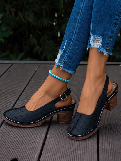 Women's Wedge Sandals – Cut-Out, High Heel