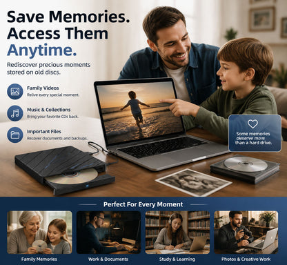 All-in-One External DVD Drive – Read, Burn, Transfer & Expand Your Laptop Connections