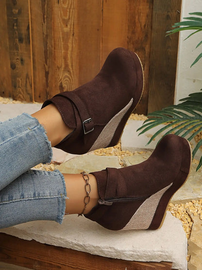Women's Ankle Boots – Chunky Sole, Wedge, Zip