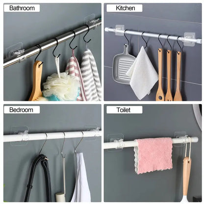 8 Pack Clear Curtain Rod Brackets with Clips, Invisible Transparent Drapery Hook Holders