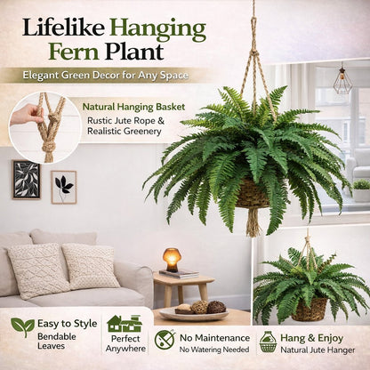 Artificial Hanging Fern Plant – Effortless Greenery for Home & Garden