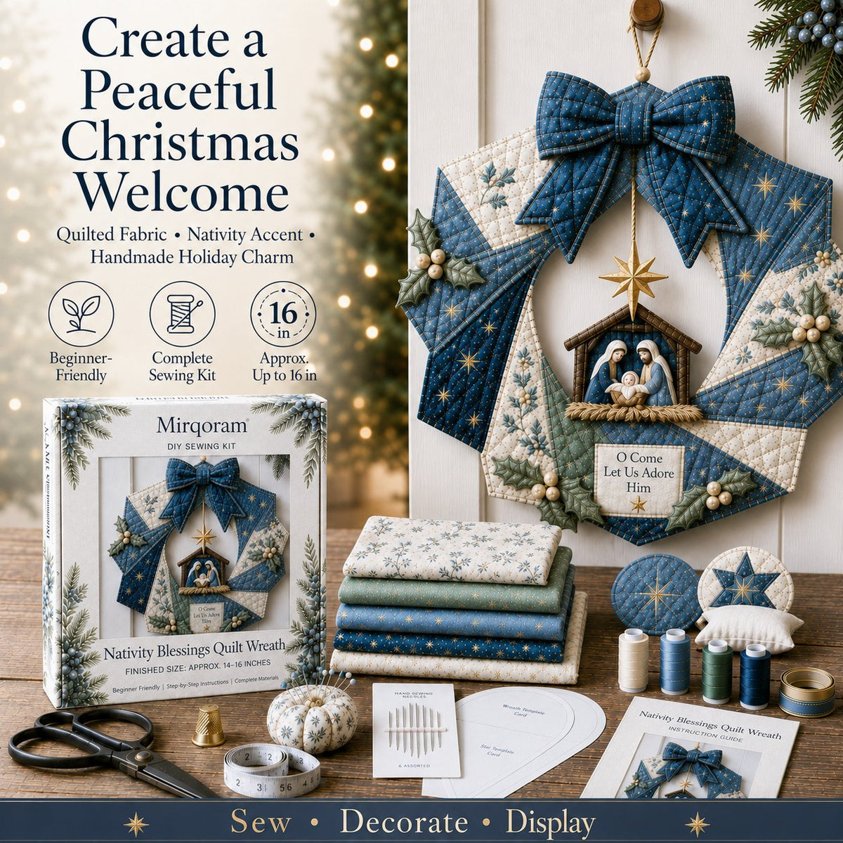 Beginner-Friendly Christmas Fabric Wreath DIY Kit