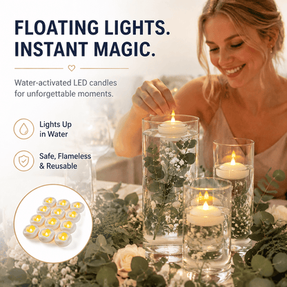 Water-Activated Floating LED candle shape – Flameless Waterproof Ambiance for Any Occasion