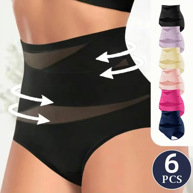 Women's Sheer High Waist Shaping Underwear, Sexy Mesh Shapewear Panty
