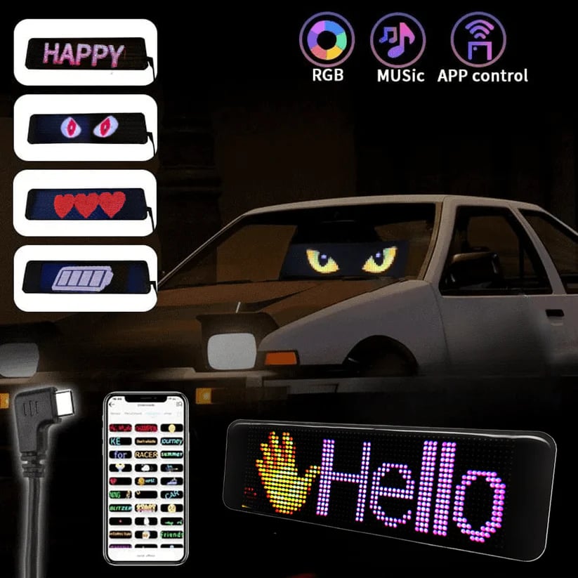 Flash SaleDIY Car Dynamic LED Smart Colorful Eye Lamp Soft Screen