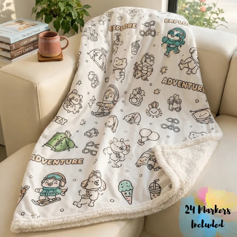 Kids Coloring Blanket Kit