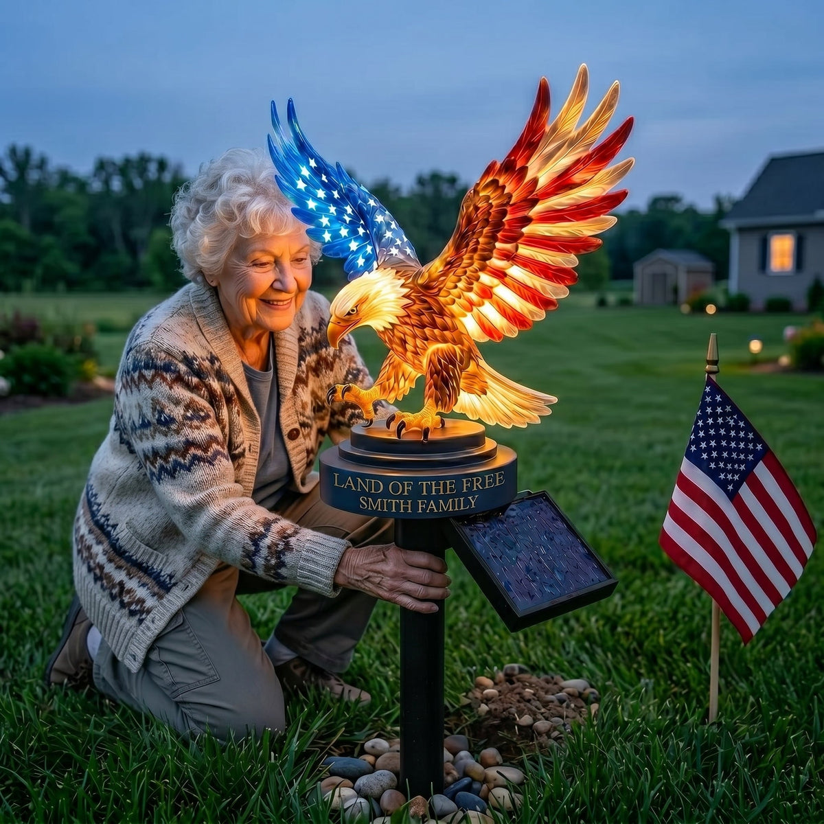 Personalized Solar Eagle Garden Light