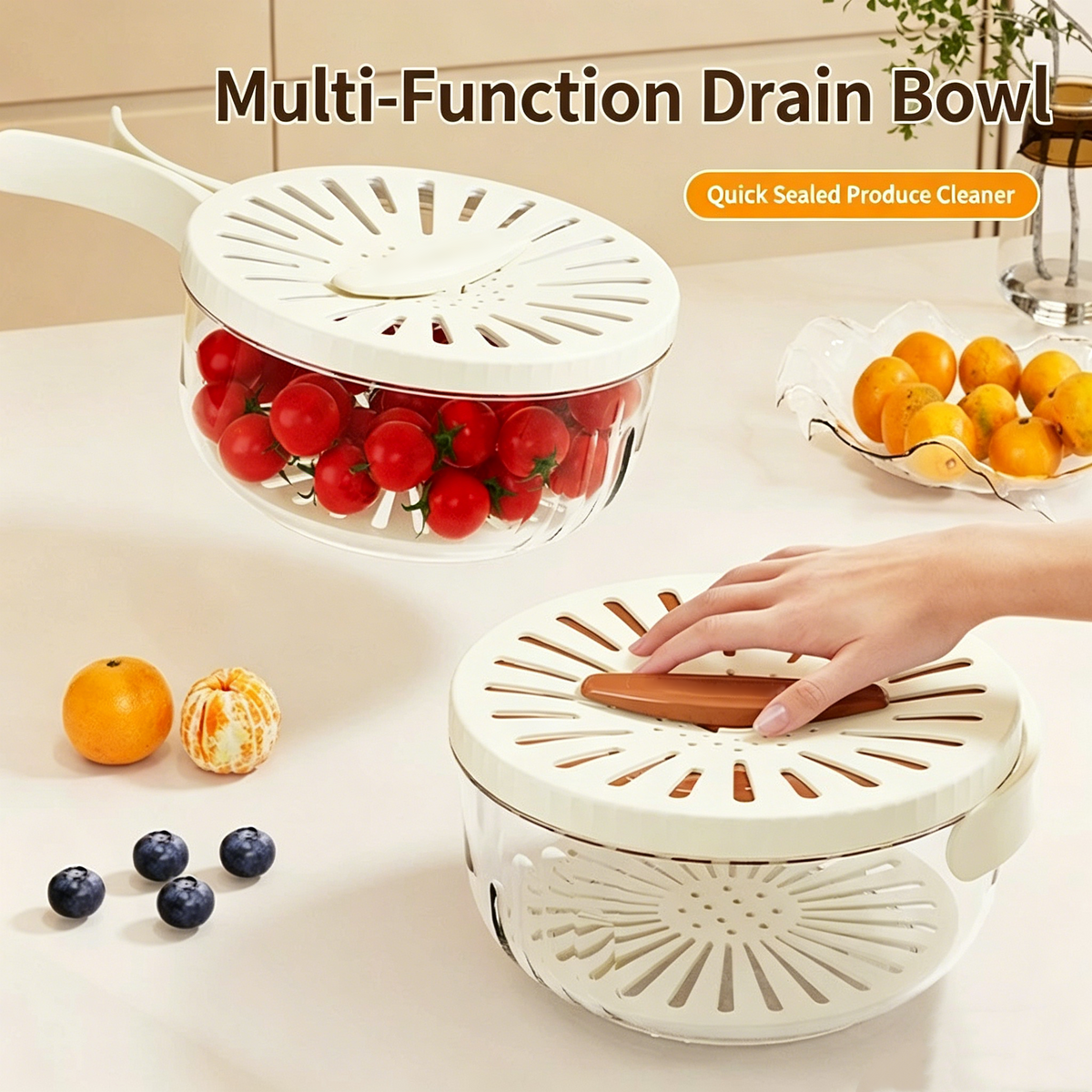 2026 Hot Sale Collapsible Drain Basket with Handle – Wash, Drain & Fresh Storage All-in-One