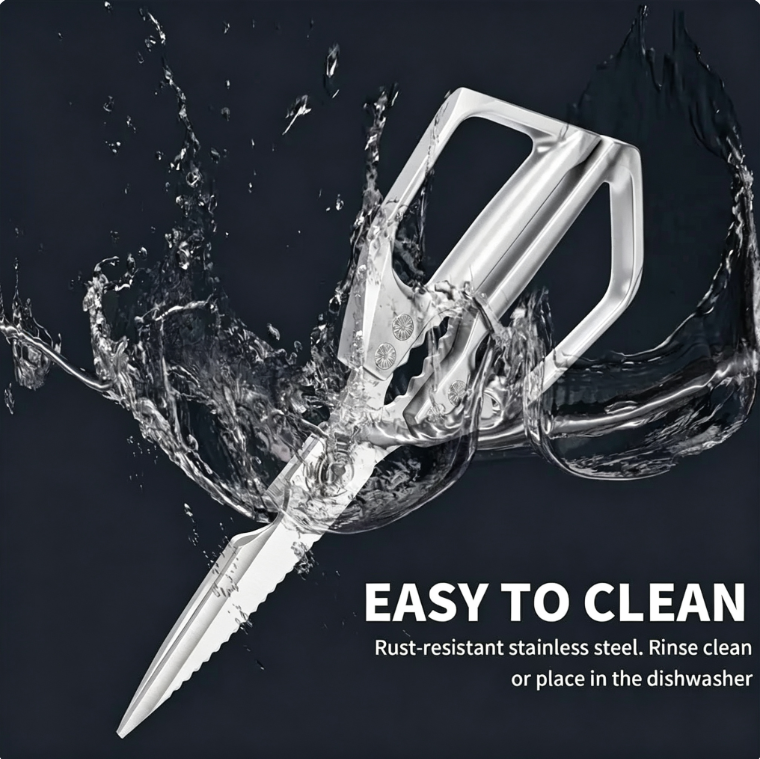 Premium Japanese Steel Kitchen Shears Multi‑Purpose Heavy‑Duty Scissors For Meat, Fish & Fresh Herbs