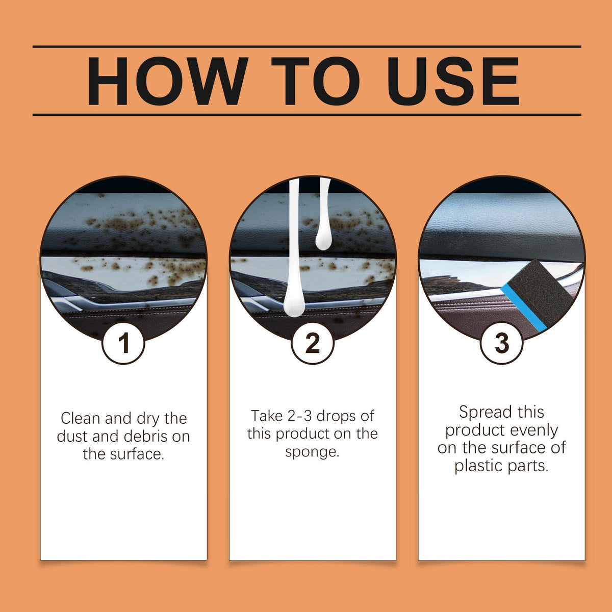2026 New Upgrade! Plastic Restorer for Cars – Interior Trim Cleaner, Stain Remover & Deep Black Shine Restoring Spray