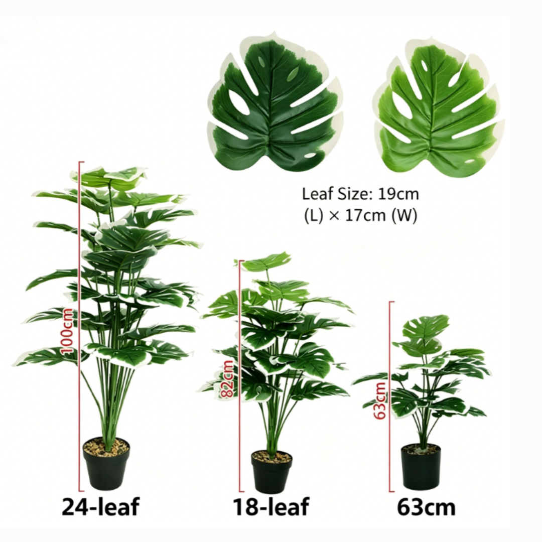 Last Day 75% OFF Artificial Monstera & Banana Leaf Plant Pot– Lush Tropical Decor