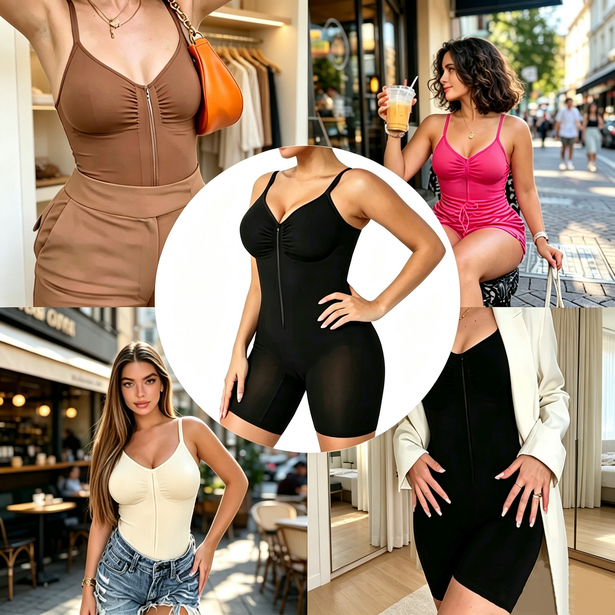 Women's Zip-Front Shapewear Bodysuit – Tummy Control & Waist Sculpting