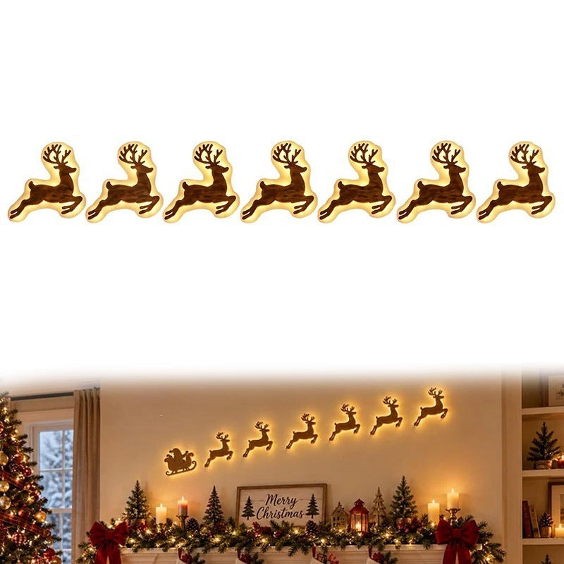7-Piece LED Reindeer Wall Décor – Cordless Remote-Controlled Christmas Glow