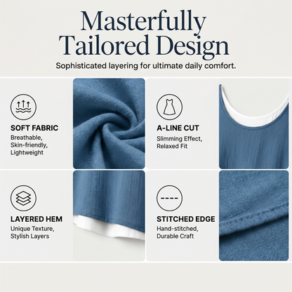 Last Day Sale 50% OffWomen's Casual Loose Sleeveless Fake Two Piece Tank Dress