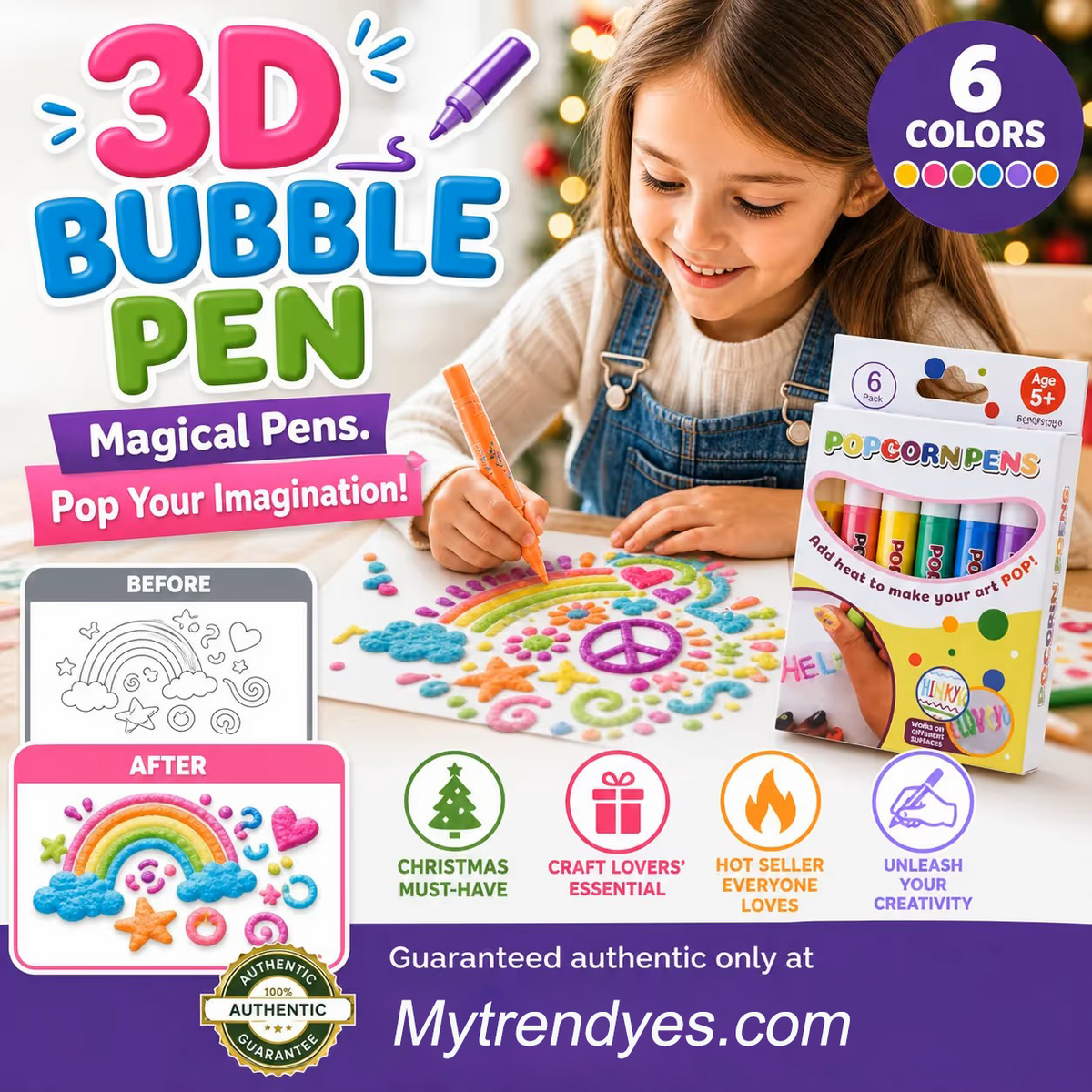 Magic Pen – Draw in 3D with a single stroke! DIY bubble "popcorn" effect drawing pens – Buy 3 Get 2