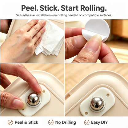 Stick-On 360° Mini Caster Wheels（12Pcs）