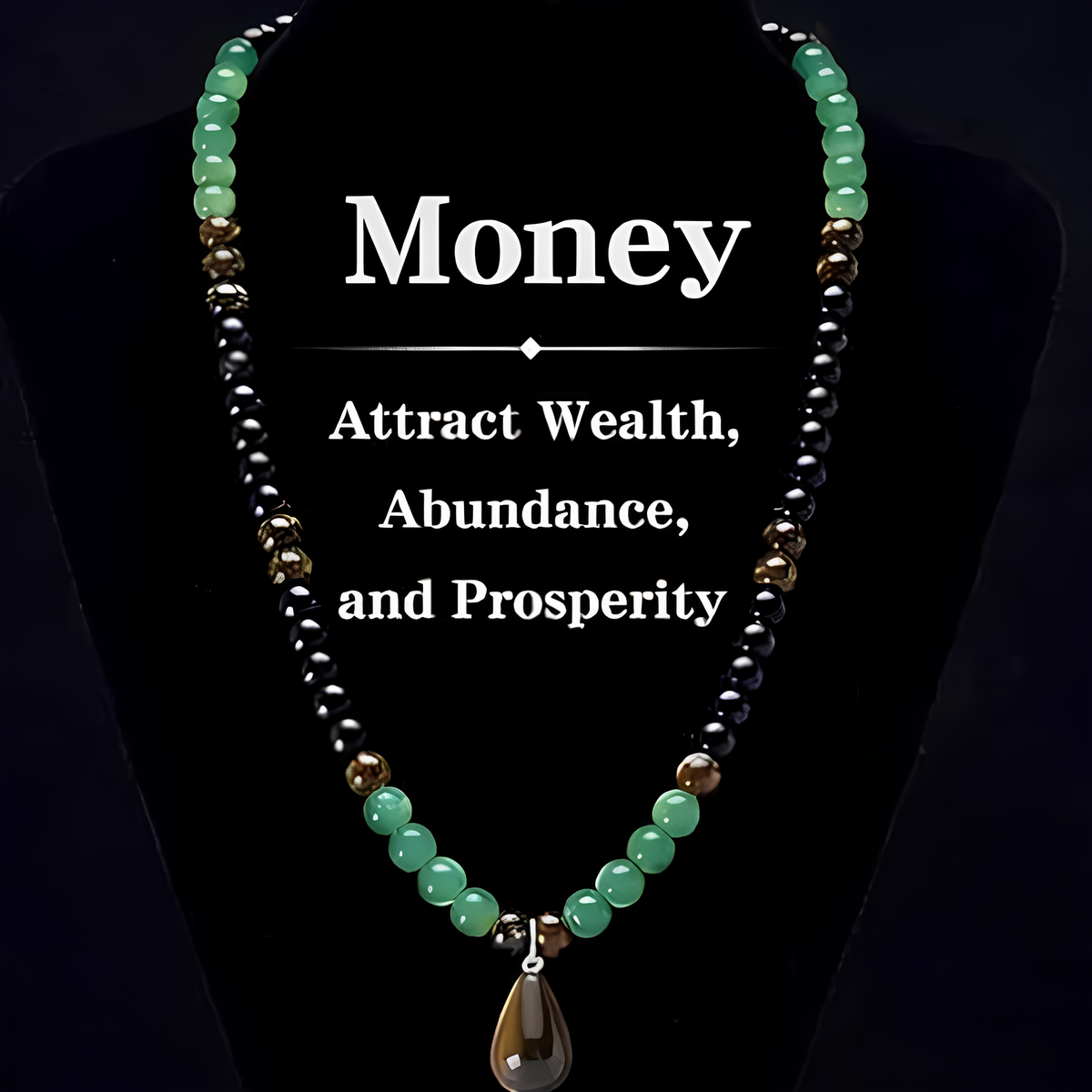 Money Attraction Necklace With GreenAventurine & Tiger Eye Pendant Healing Crystal Stone