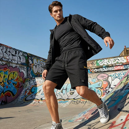 Men's Casual Cargo Shorts – Elastic Drawstring Waist & Utility Pockets