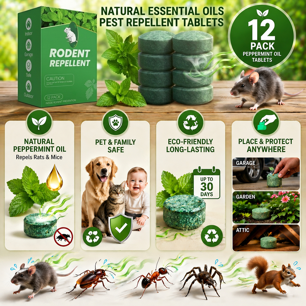 LAST DAY SALE 50%OFF Natural Peppermint Rodent Repellent Tablets – 12 Pack