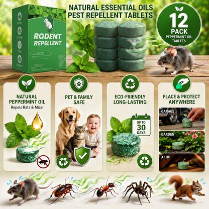 LAST DAY SALE 50%OFF Natural Peppermint Rodent Repellent Tablets – 12 Pack