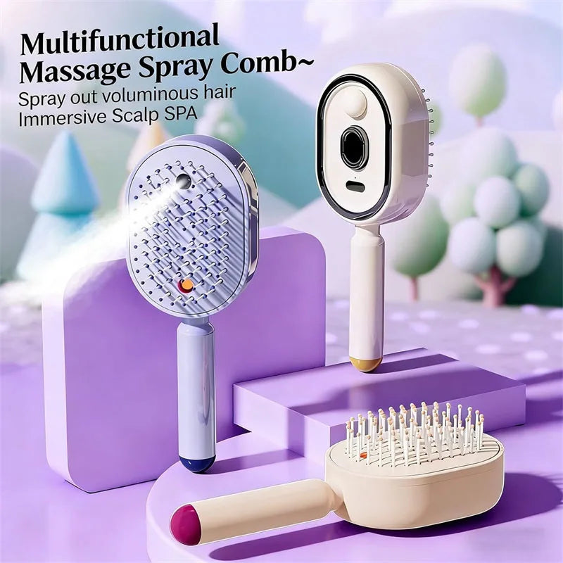 Rechargeable Hair Straightener Brush with Detangling Comb