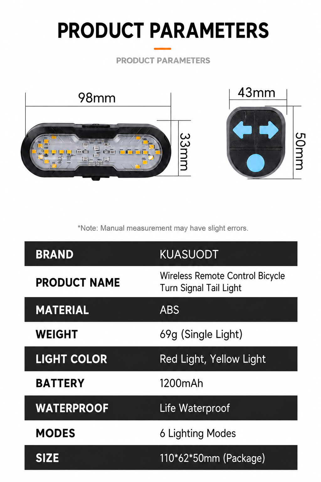 Hot Sale Ride Safer at Night with Remote Turn Signals