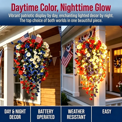 Over 50,000 Sold! Pre-Lit Patriotic Artificial Flower Set - Honor America's 250th Anniversary