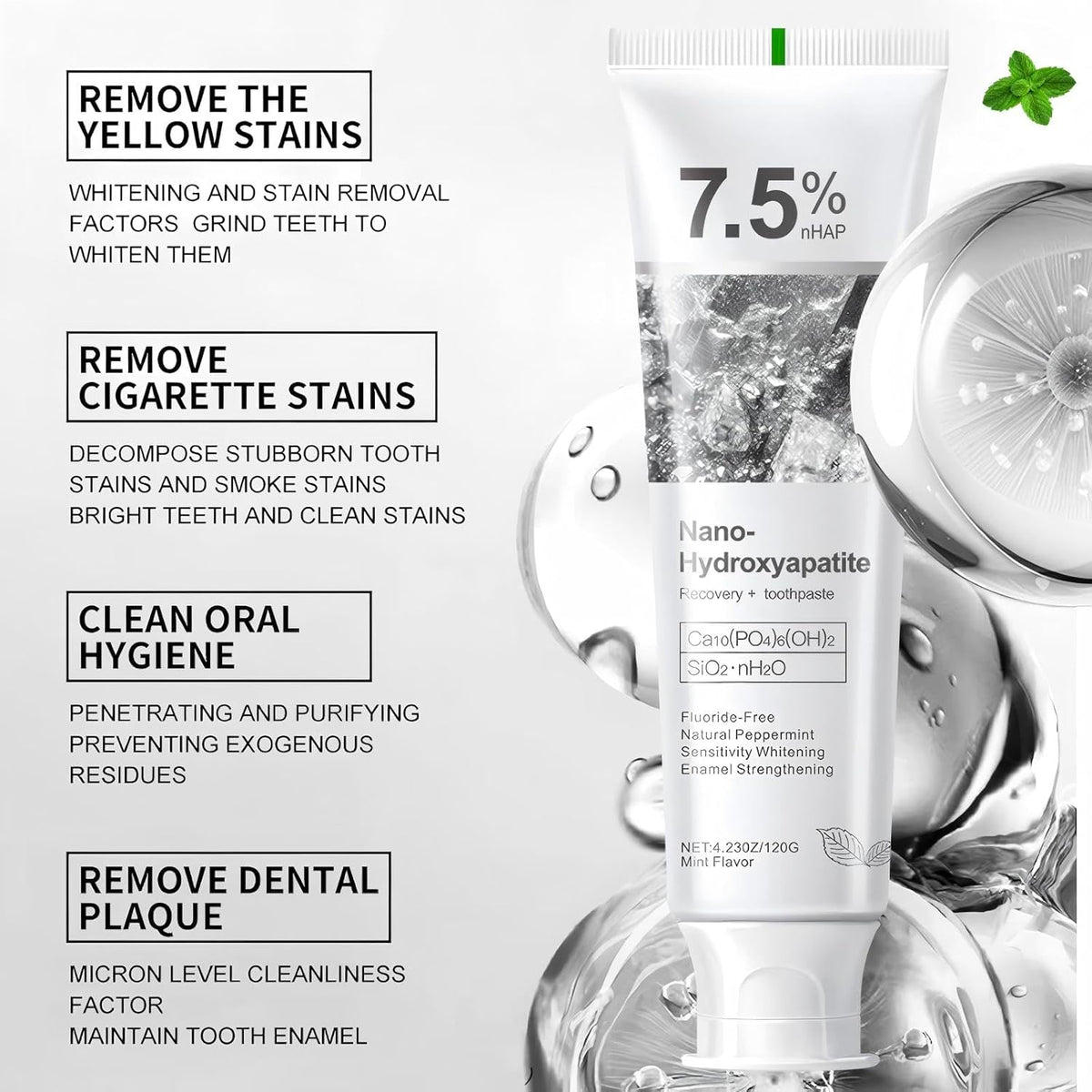 Hydroxyapatite Toothpaste for Sensitive Teeth – Fresh Mint