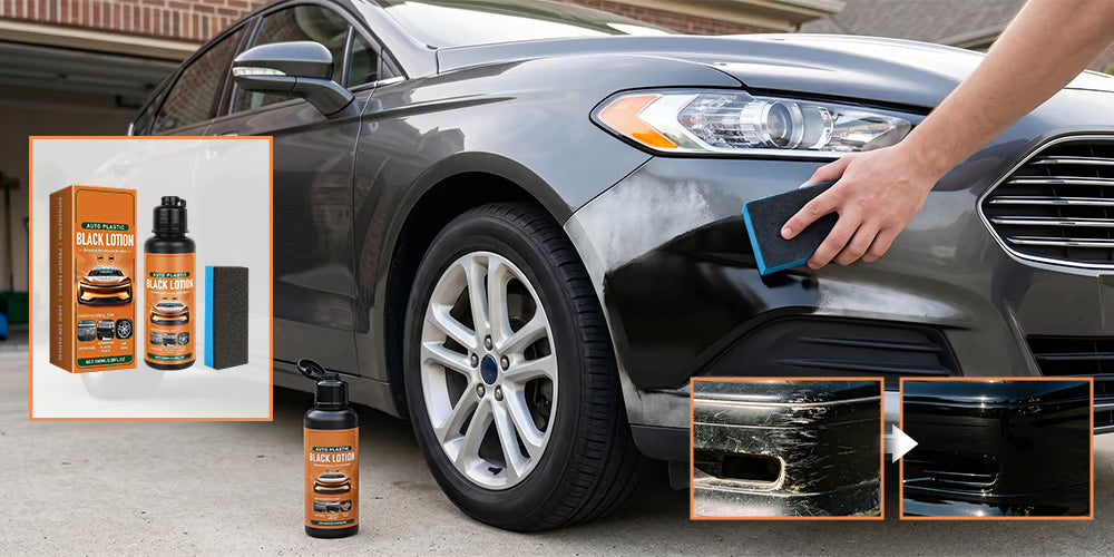 2026 New Upgrade! Plastic Restorer for Cars – Interior Trim Cleaner, Stain Remover & Deep Black Shine Restoring Spray