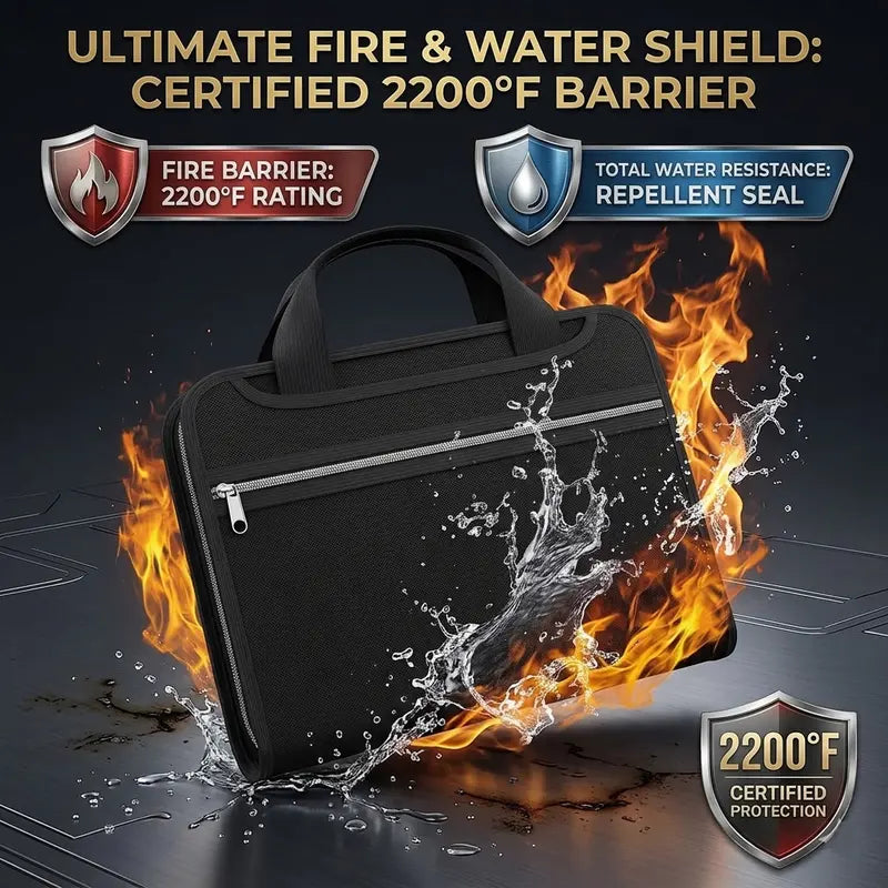 Fire-Resistant Document Organizer Bag – Large Capacity A4 File Storage Case