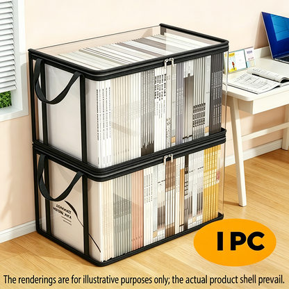Transparent PVC Storage Box with Lid Large Capacity, Foldable